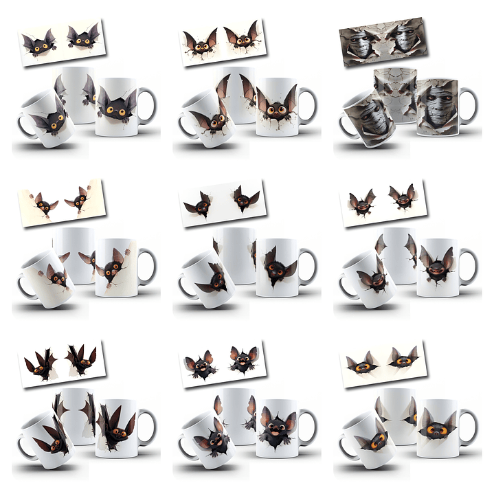 100 Diseños Plantillas Tazas y Camiseta Poleras Halloween Archivo en Png 10