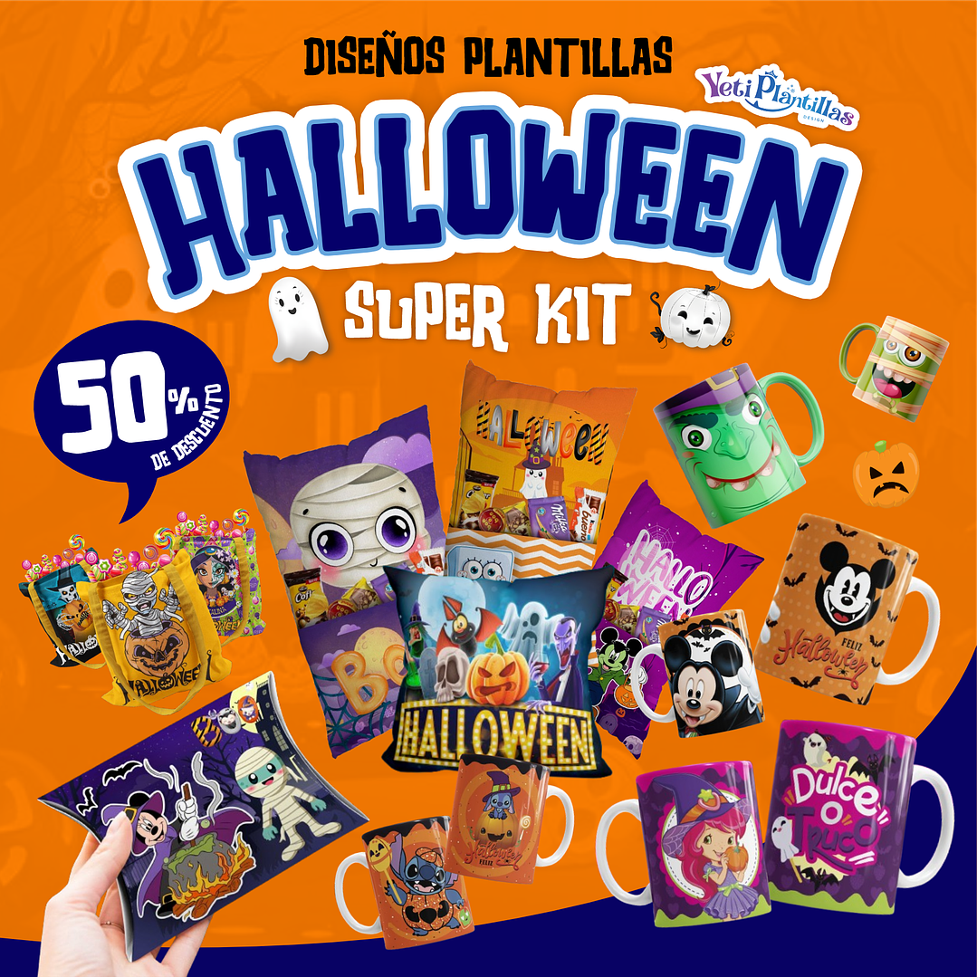 Súper Kit Halloween Imprimible Editable en PDF Power Point, Photoshop, CorelDRAW y PNG 1