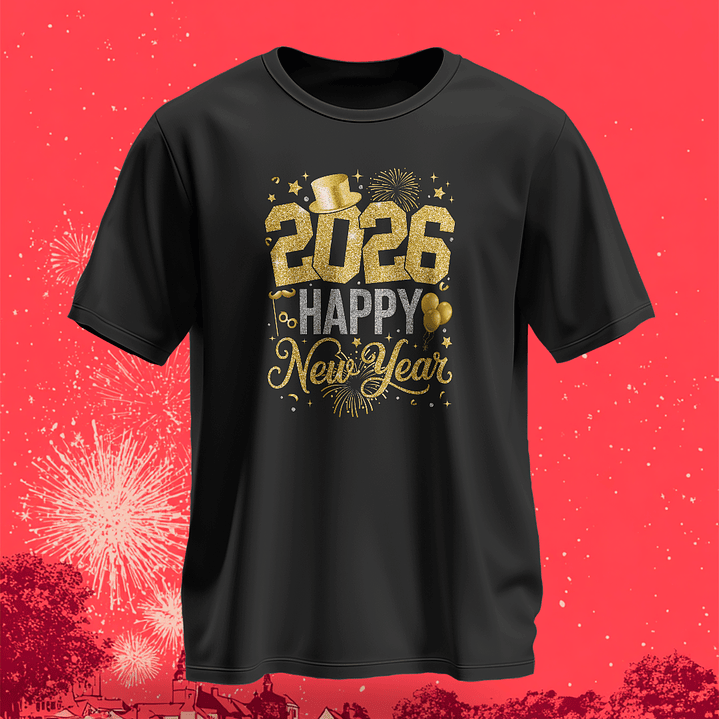 12 Diseños Plantillas Camiseta Polera New Year 2026 Archivos Png 1