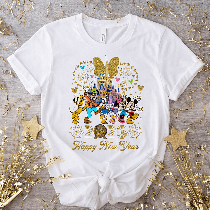 10 Diseños Plantillas Camiseta Poleras New Year Disney 2026 Archivos Png 5