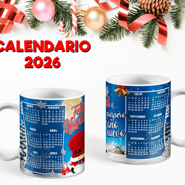 10 Diseños Plantillas Tazas Calendario Navidad 2026 Archivos Editables Psd y Png 5