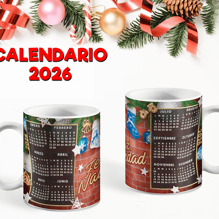 10 Diseños Plantillas Tazas Calendario Navidad 2026 Archivos Editables Psd y Png 7
