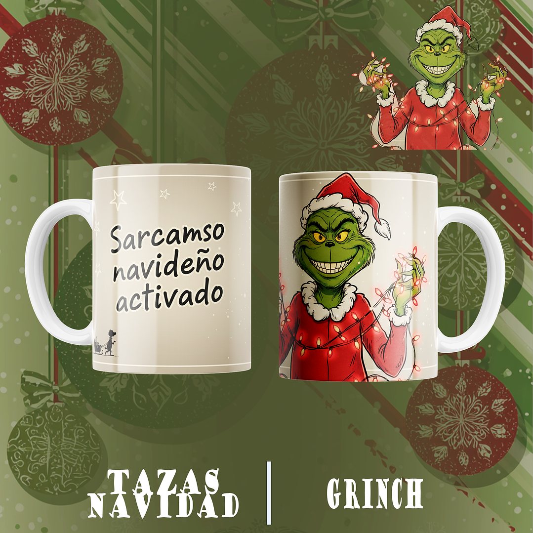 10 Diseños Plantillas Tazas Grinch 3 Archivos Png 7