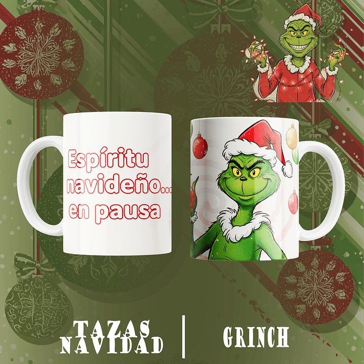 10 Diseños Plantillas Tazas Grinch 3 Archivos Png 9