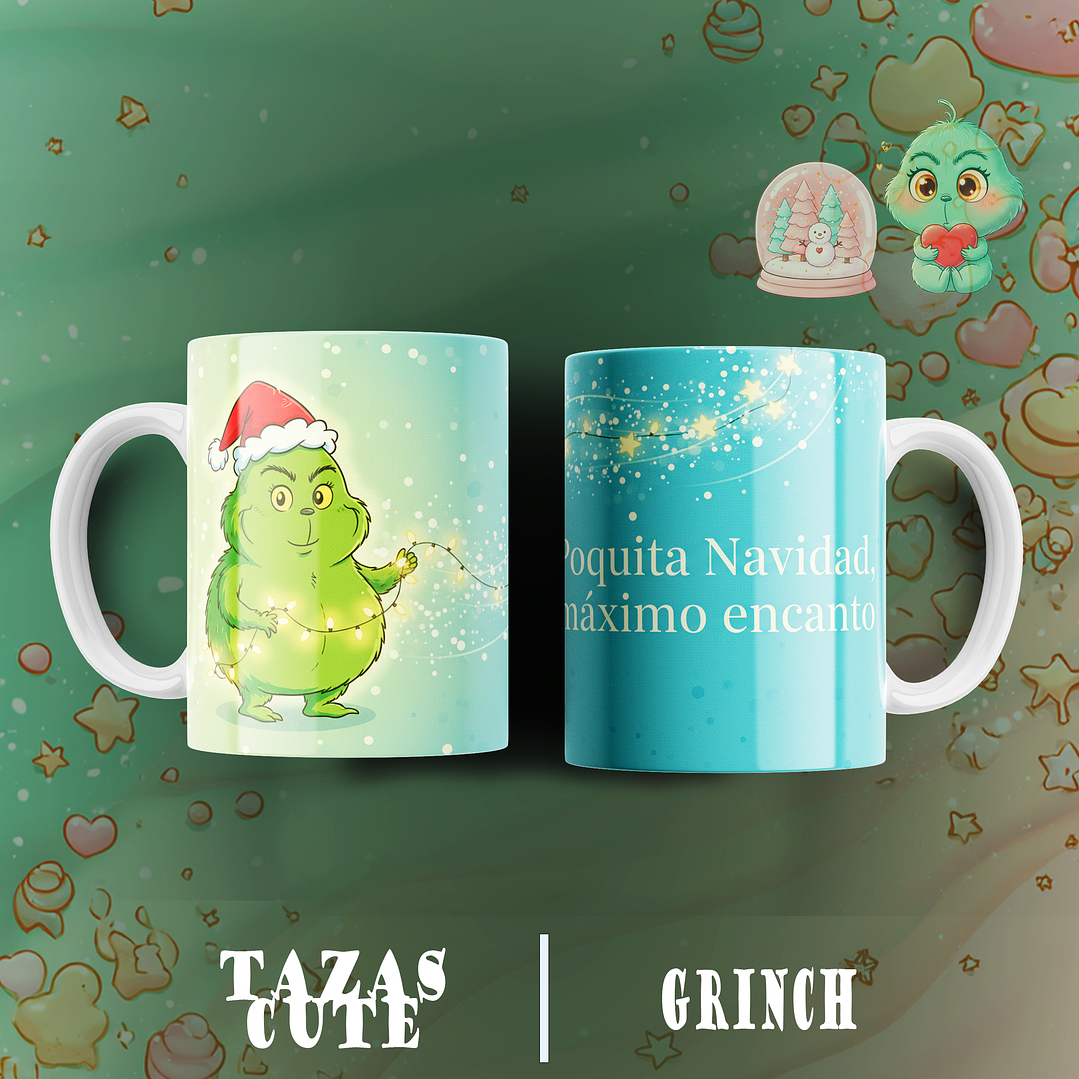10 Diseños Plantillas Tazas Grinch 4 Archivos Png 9
