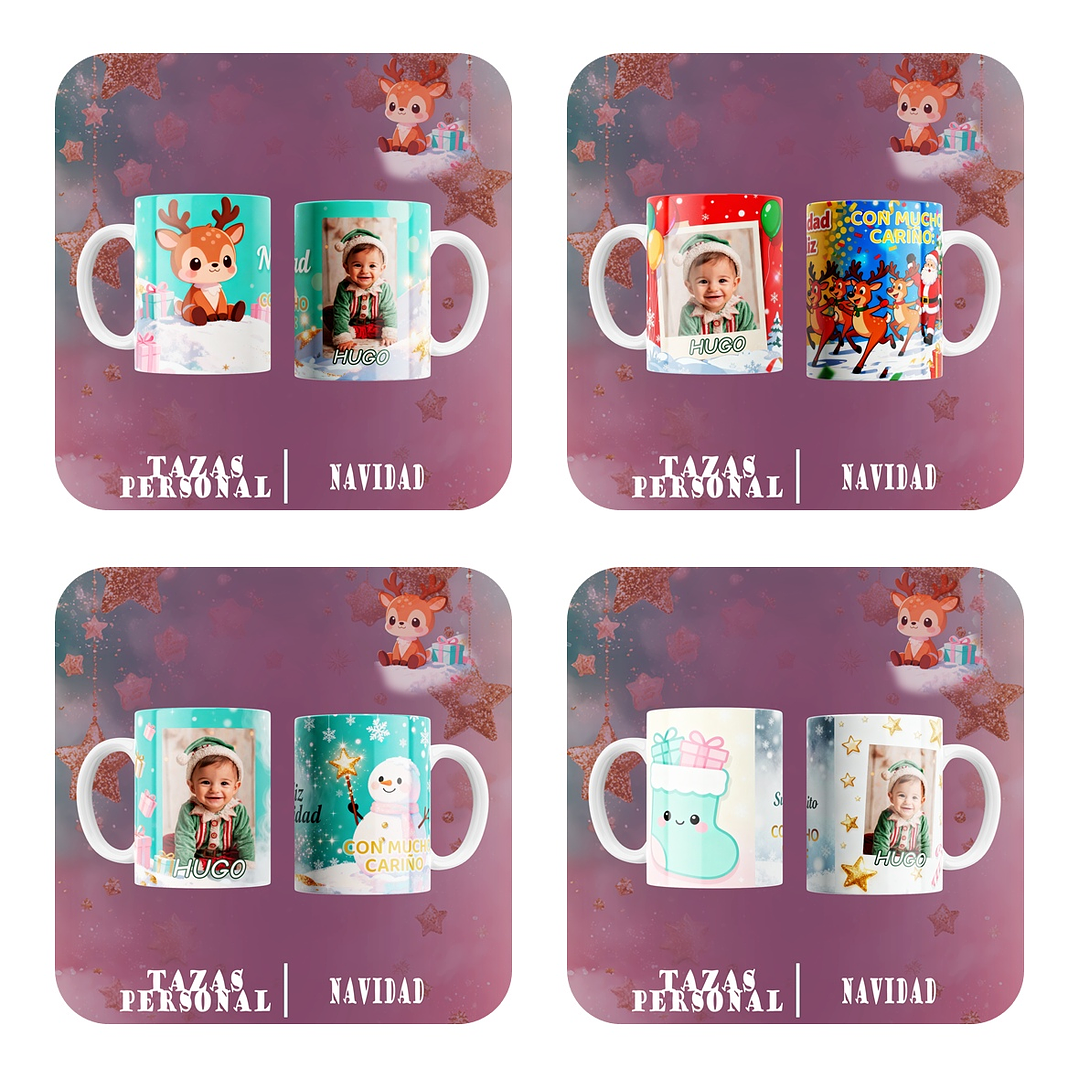 10 Diseños Plantillas Tazas Cute Navidad Archivos Editables psd 2