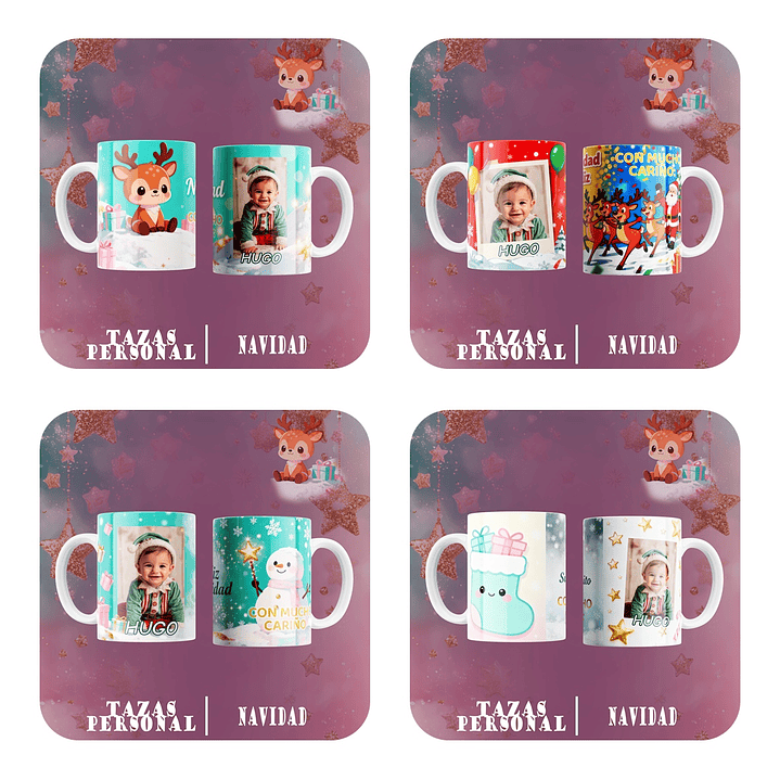 10 Diseños Plantillas Tazas Cute Navidad Archivos Editables psd 2