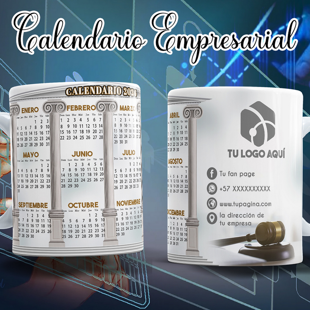 16 Diseños Plantillas Tazas Calendarios Empresarial 2026 Archivos Editables Photoshop 1