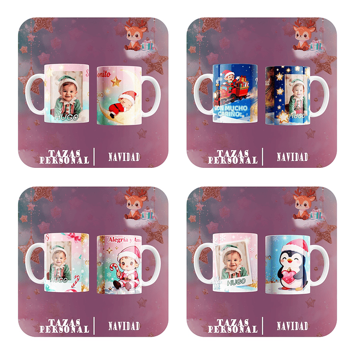 10 Diseños Plantillas Tazas Cute Navidad Archivos Editables psd 3