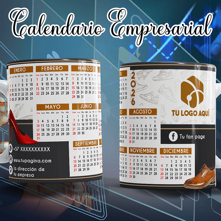 16 Diseños Plantillas Tazas Calendarios Empresarial 2026 Archivos Editables Photoshop 3