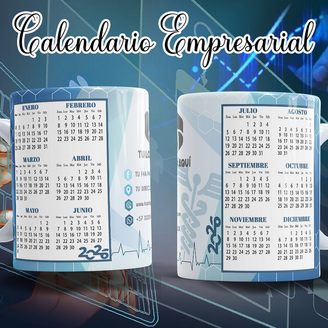16 Diseños Plantillas Tazas Calendarios Empresarial 2026 Archivos Editables Photoshop 4