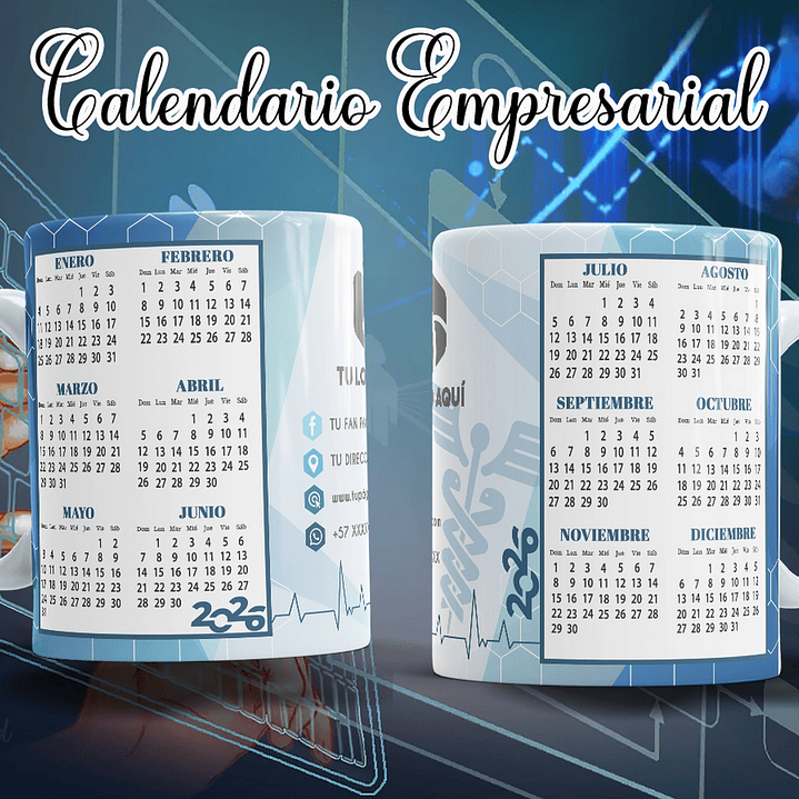 16 Diseños Plantillas Tazas Calendarios Empresarial 2026 Archivos Editables Photoshop 4