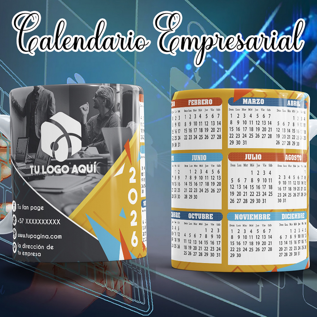 16 Diseños Plantillas Tazas Calendarios Empresarial 2026 Archivos Editables Photoshop 5
