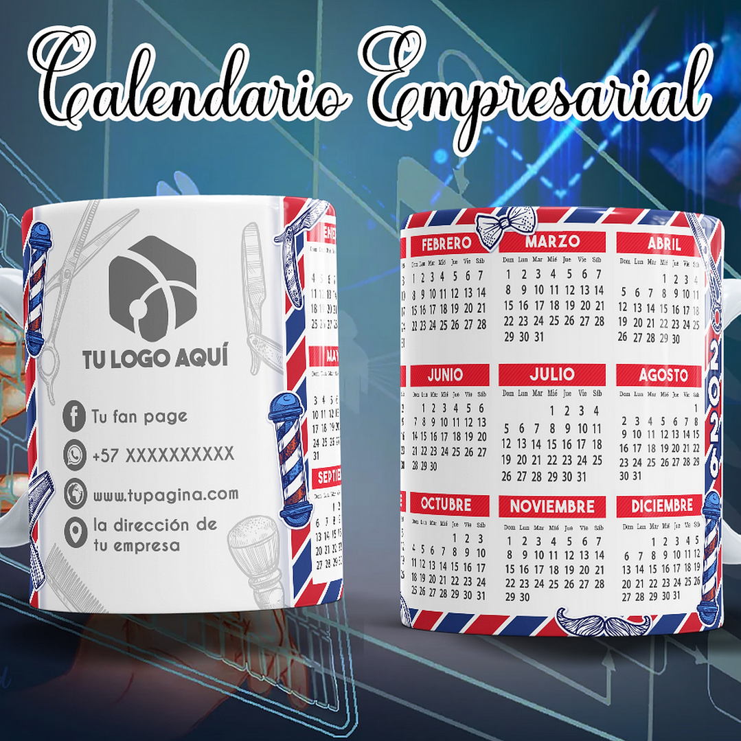 16 Diseños Plantillas Tazas Calendarios Empresarial 2026 Archivos Editables Photoshop 6