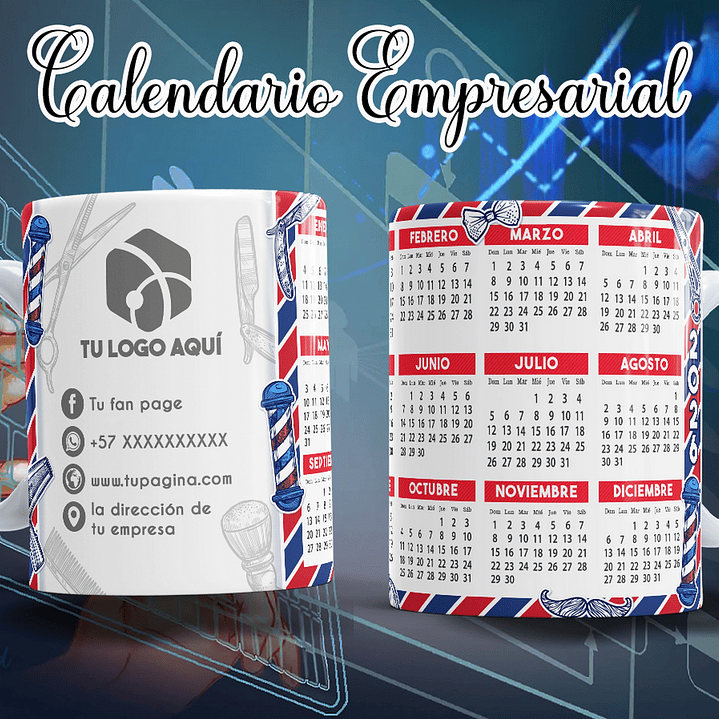 16 Diseños Plantillas Tazas Calendarios Empresarial 2026 Archivos Editables Photoshop 6
