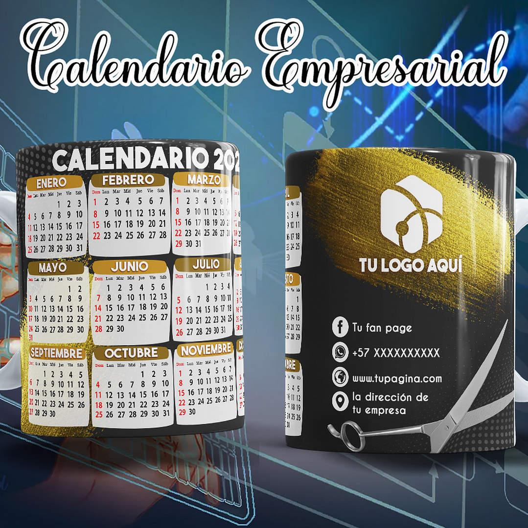16 Diseños Plantillas Tazas Calendarios Empresarial 2026 Archivos Editables Photoshop 7