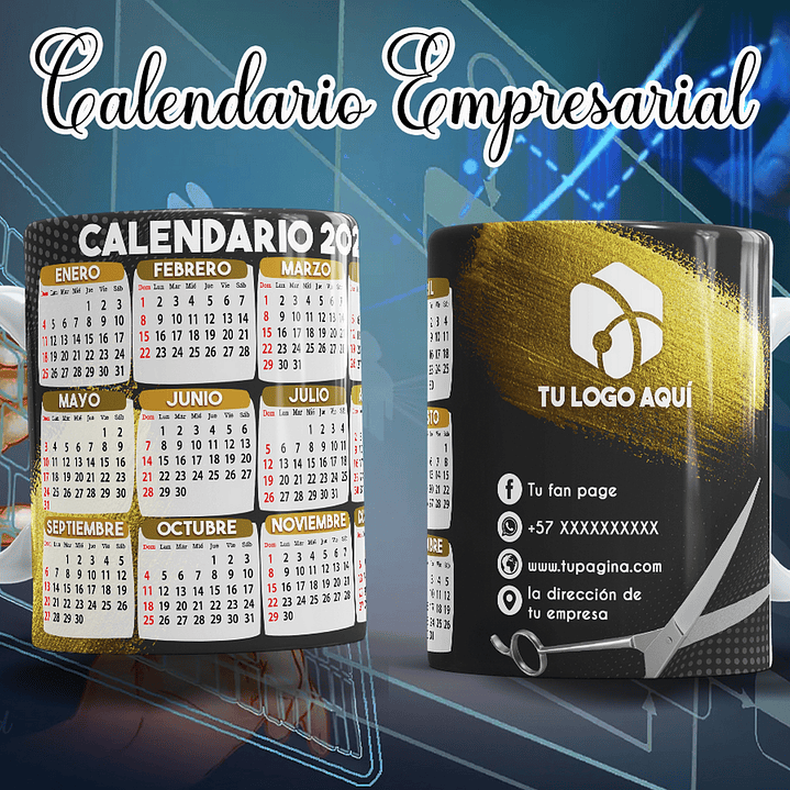 16 Diseños Plantillas Tazas Calendarios Empresarial 2026 Archivos Editables Photoshop 7