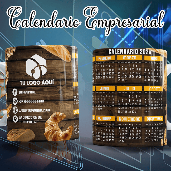 16 Diseños Plantillas Tazas Calendarios Empresarial 2026 Archivos Editables Photoshop 8