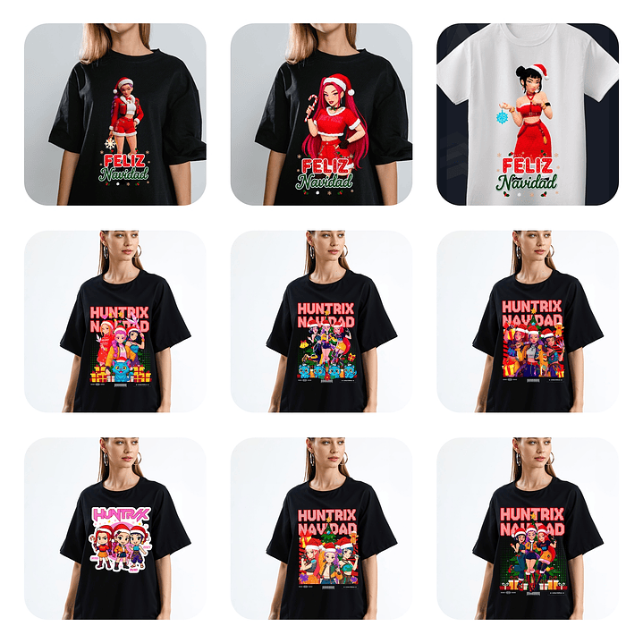 10 Diseños Plantillas Poleras Camisetas Demon Hunters Navidad Archivos Png 1