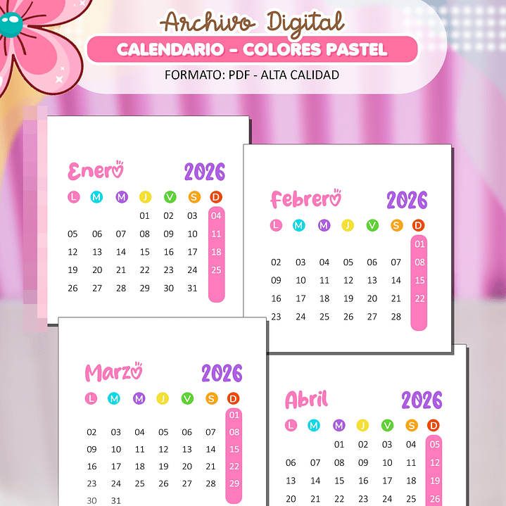 7 Pack de Tacos Calendarios 2026 Diseños Plantillas Archivos PDF 2