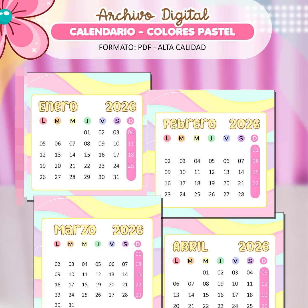 7 Pack de Tacos Calendarios 2026 Diseños Plantillas Archivos PDF 4