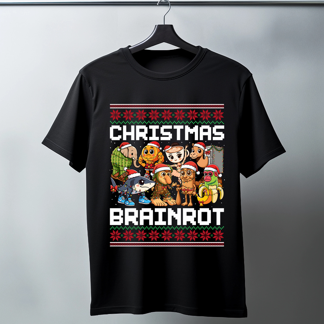 50 Diseños Plantillas Polera Camiseta Brainrot Navidad Archivos PNG 4