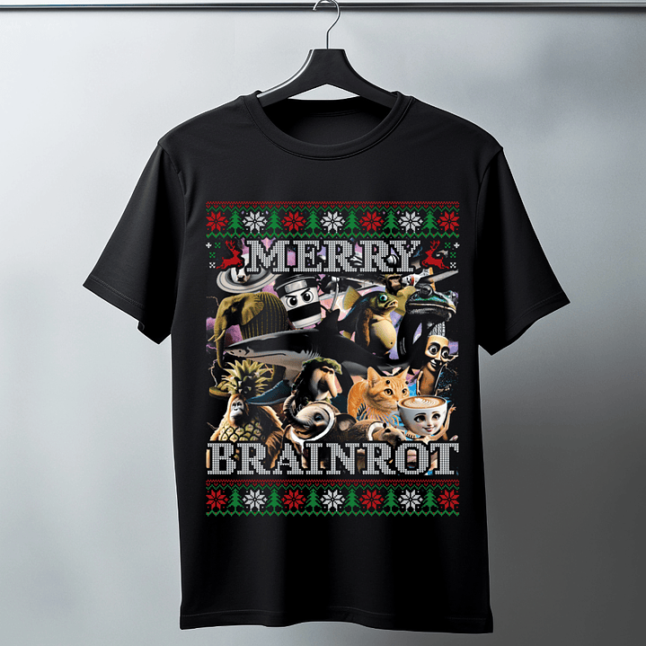 50 Diseños Plantillas Polera Camiseta Brainrot Navidad Archivos PNG 8