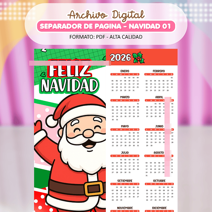 4 Diseños Plantillas Calendarios Separadores Navideños 2026 Archivos PDF 1
