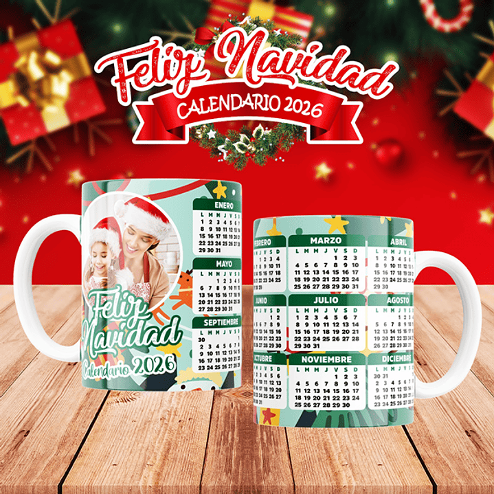 10 Diseños Plantillas Tazas Calendarios Navidad 4 2026 Archivos Editables Psd y PNG 2