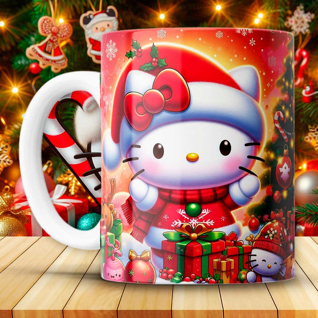 12 Diseños Plantillas Tazas Hello Kitty Navidad Archivos JPG 1
