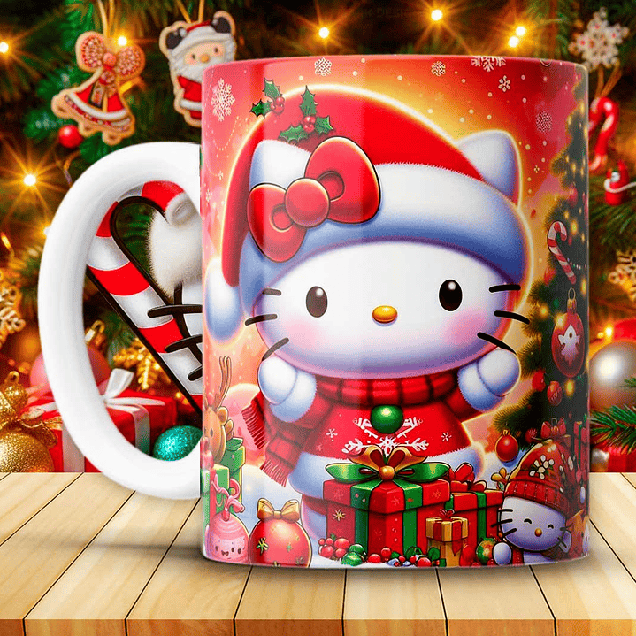12 Diseños Plantillas Tazas Hello Kitty Navidad Archivos JPG 1
