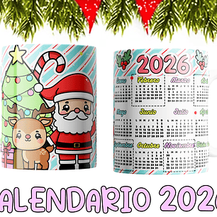 10 Diseños Plantillas Tazas Calendarios Cute navidad 2026 Editables PSD y Archivos PNG