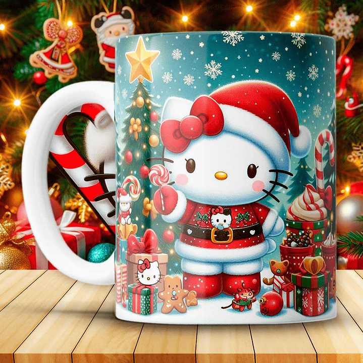 12 Diseños Plantillas Tazas Hello Kitty Navidad Archivos JPG 3