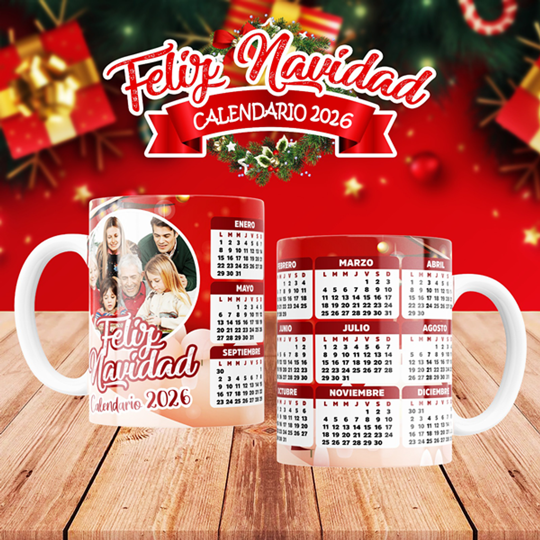 10 Diseños Plantillas Tazas Calendarios Navidad 4 2026 Archivos Editables Psd y PNG 4