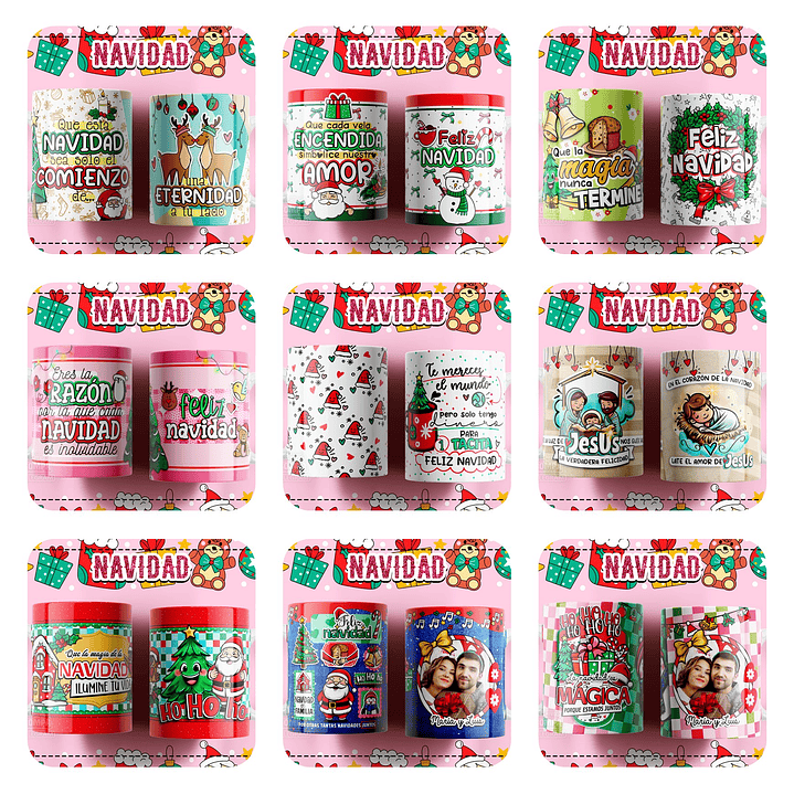 10 Diseños Plantillas Tazas Navidad Lindas Editables PSD y Archivos PNG 1