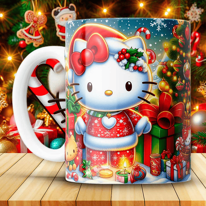 12 Diseños Plantillas Tazas Hello Kitty Navidad Archivos JPG 4