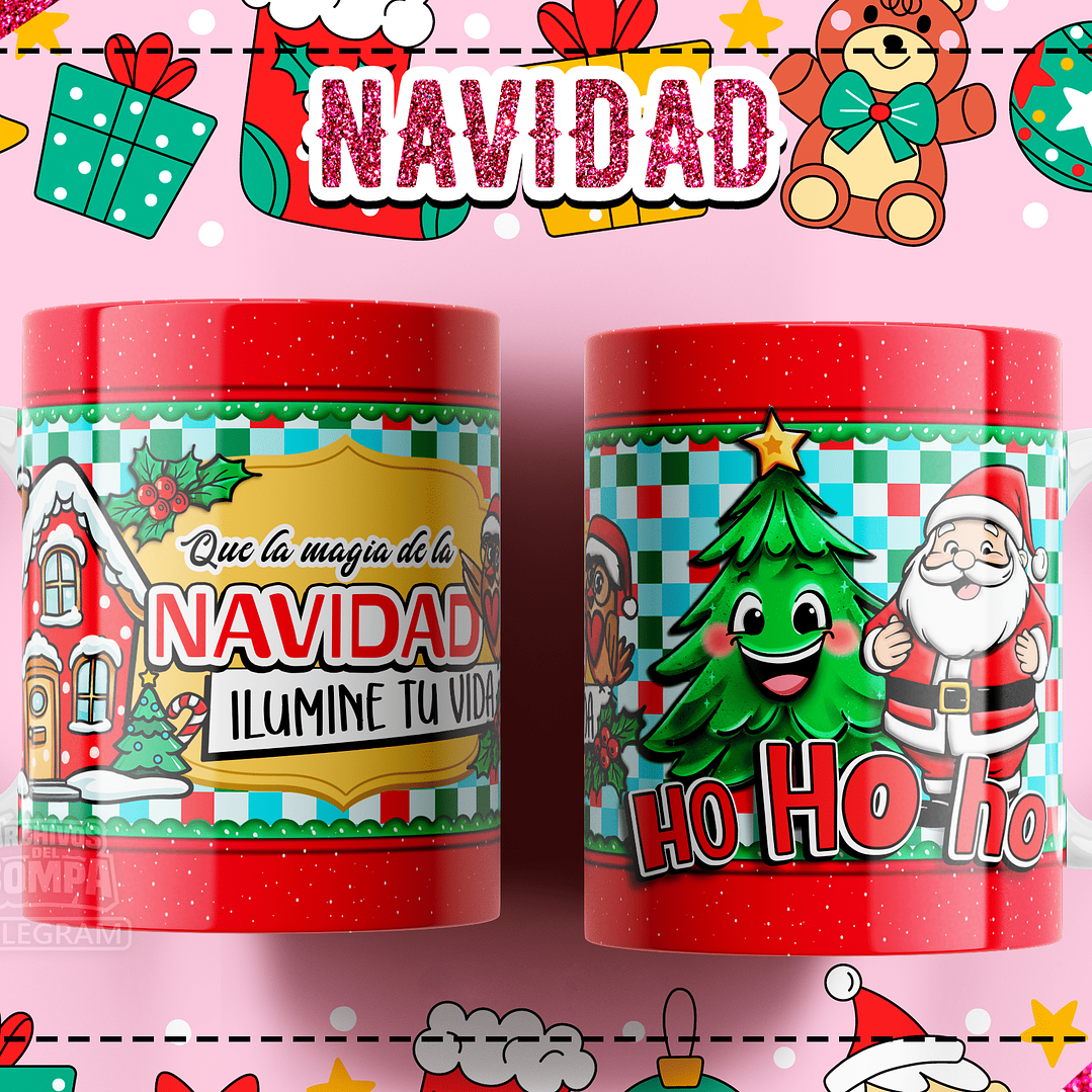 10 Diseños Plantillas Tazas Navidad Lindas Editables PSD y Archivos PNG 2