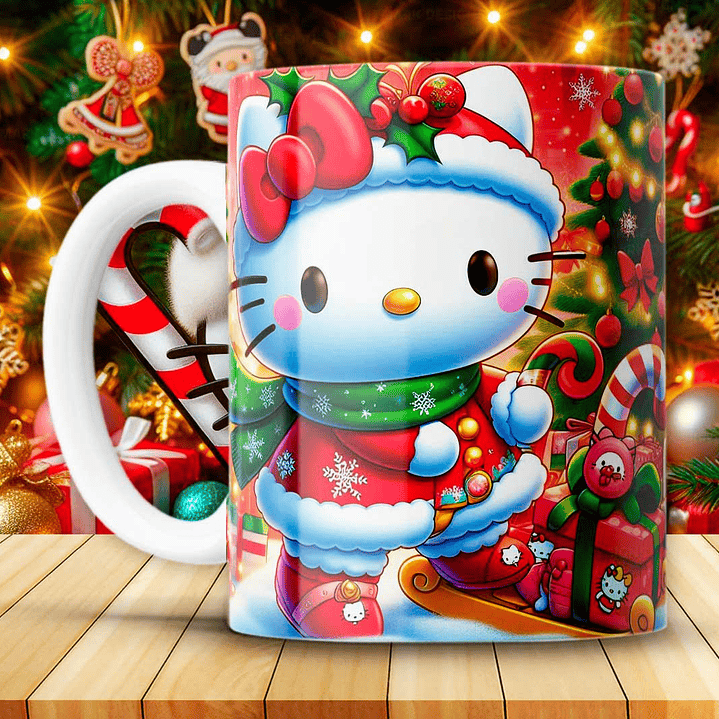 12 Diseños Plantillas Tazas Hello Kitty Navidad Archivos JPG 5