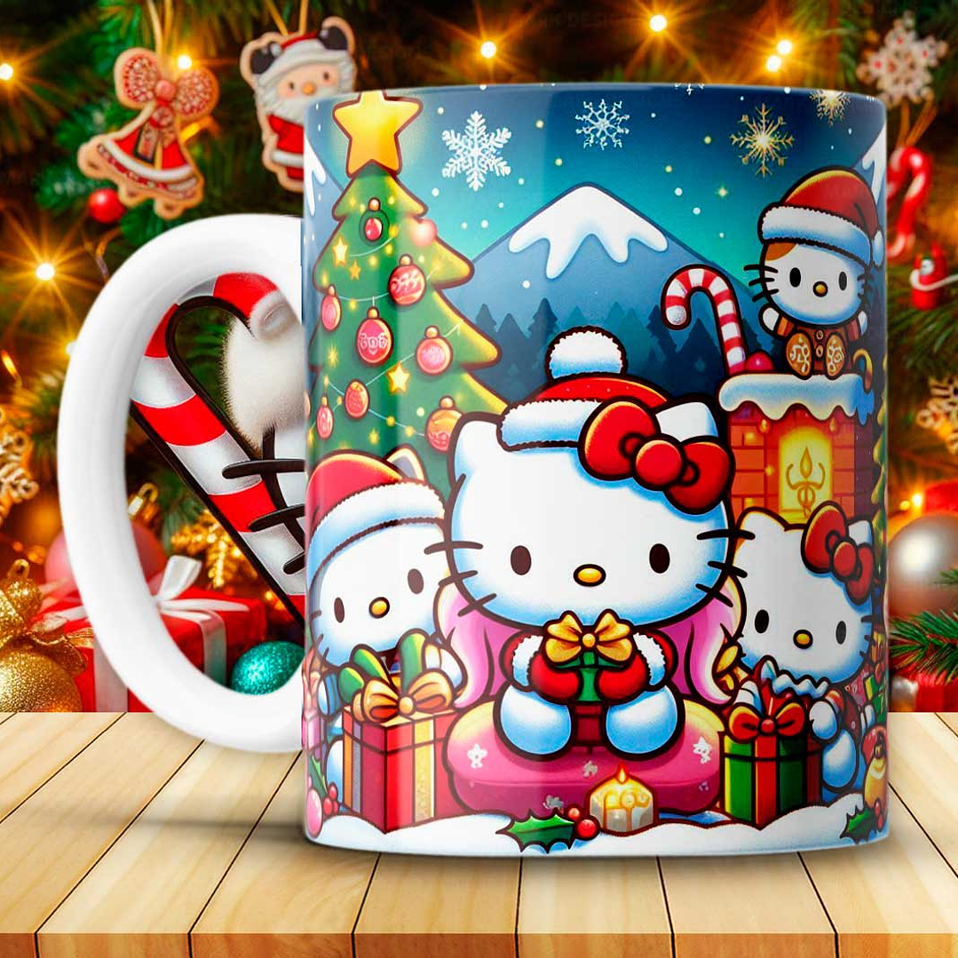12 Diseños Plantillas Tazas Hello Kitty Navidad Archivos JPG 6