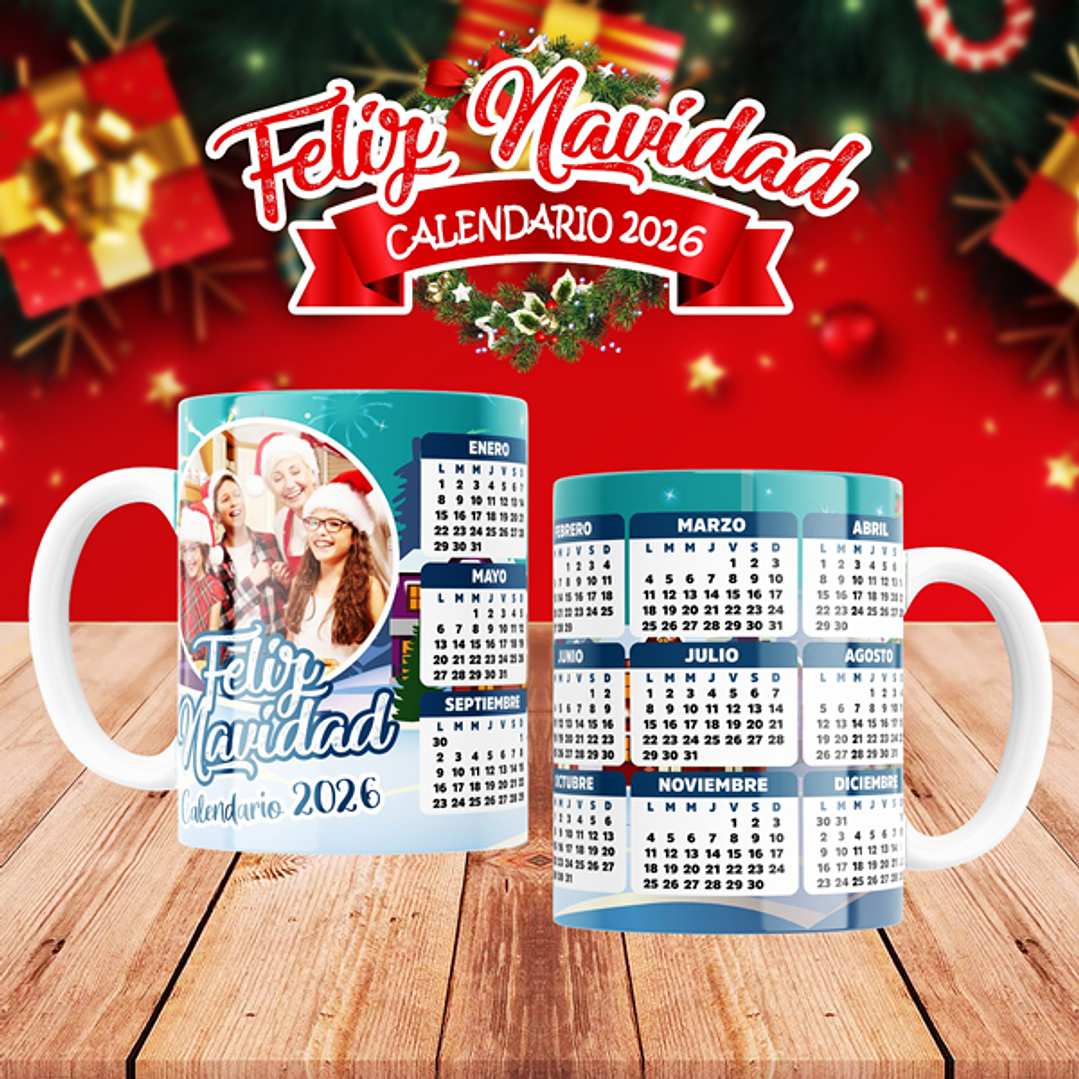 10 Diseños Plantillas Tazas Calendarios Navidad 4 2026 Archivos Editables Psd y PNG 7