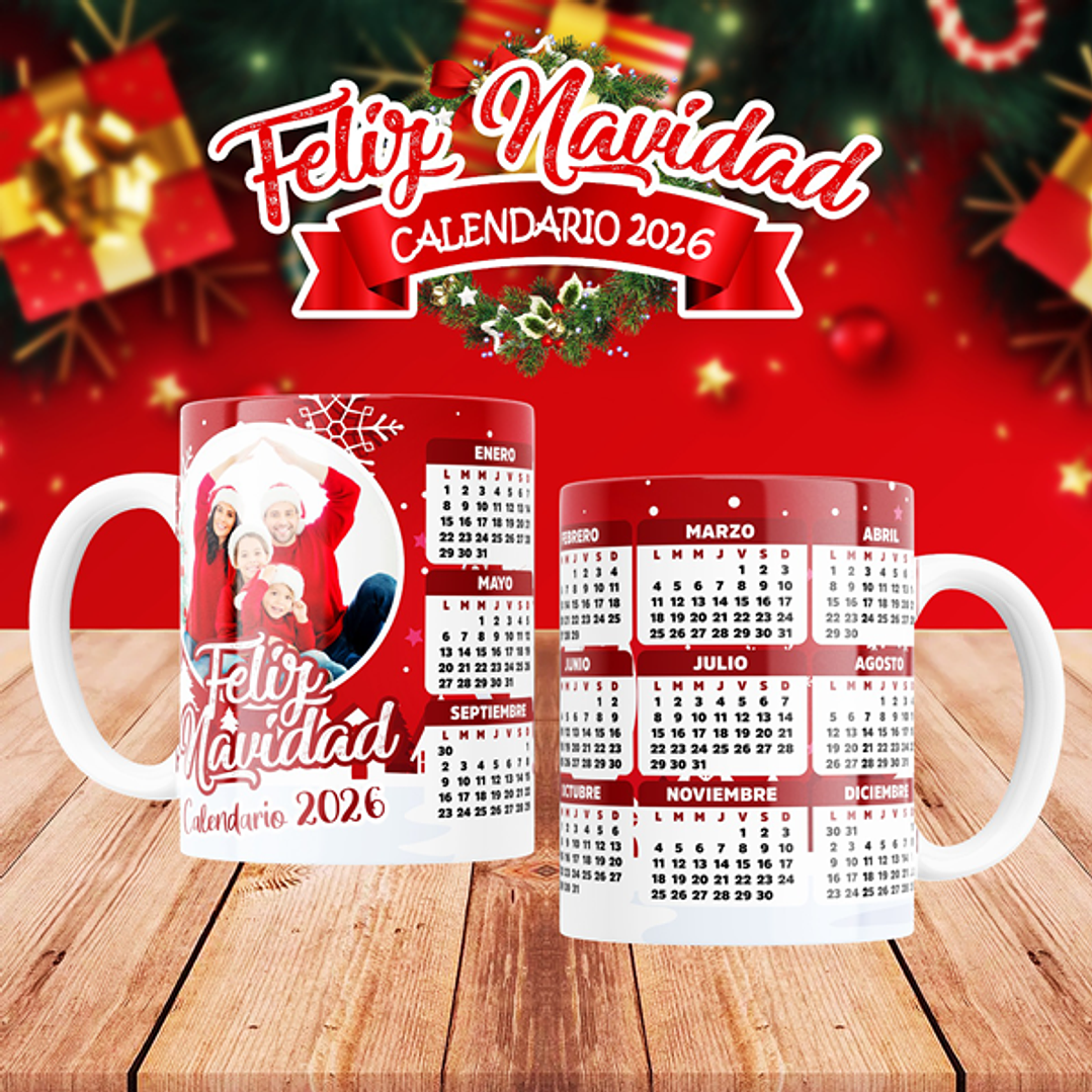10 Diseños Plantillas Tazas Calendarios Navidad 4 2026 Archivos Editables Psd y PNG 8