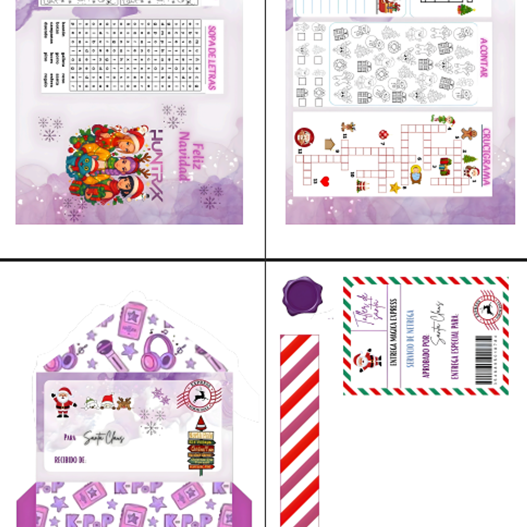 Diseños Plantillas Carta Santa K-pop Morado Archivos PDF 4