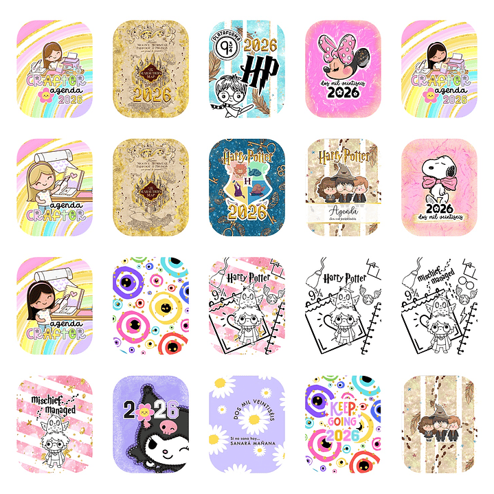 Diseños Plantillas Pack Agendas Portadas 2026 Archivos PDF y  PNG 8