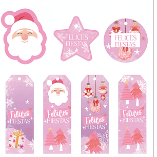 Diseños Plantillas Tag Rosa Navidad Archivos PDF