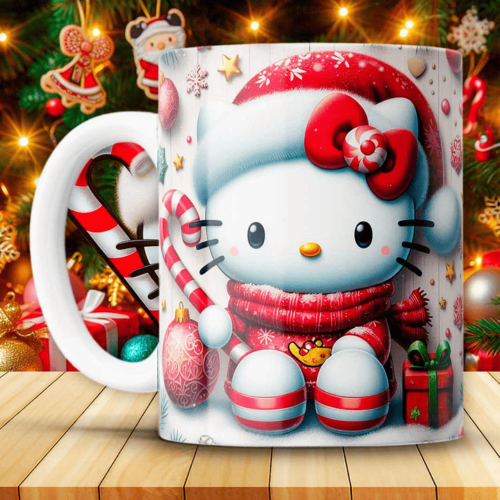 12 Diseños Plantillas Tazas Hello Kitty Navidad Archivos JPG 12