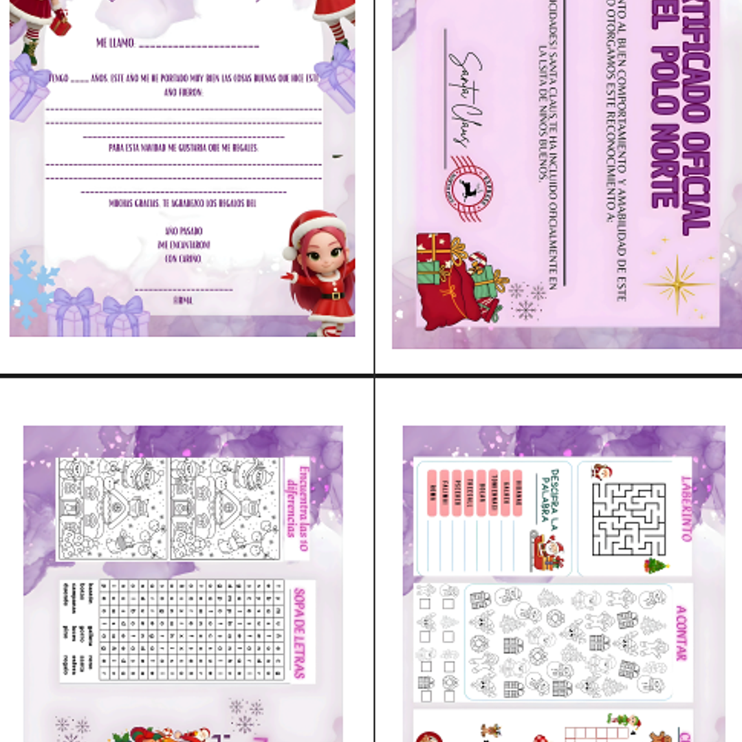 Diseños Plantillas Carta Santa K-pop Morado Archivos PDF 6