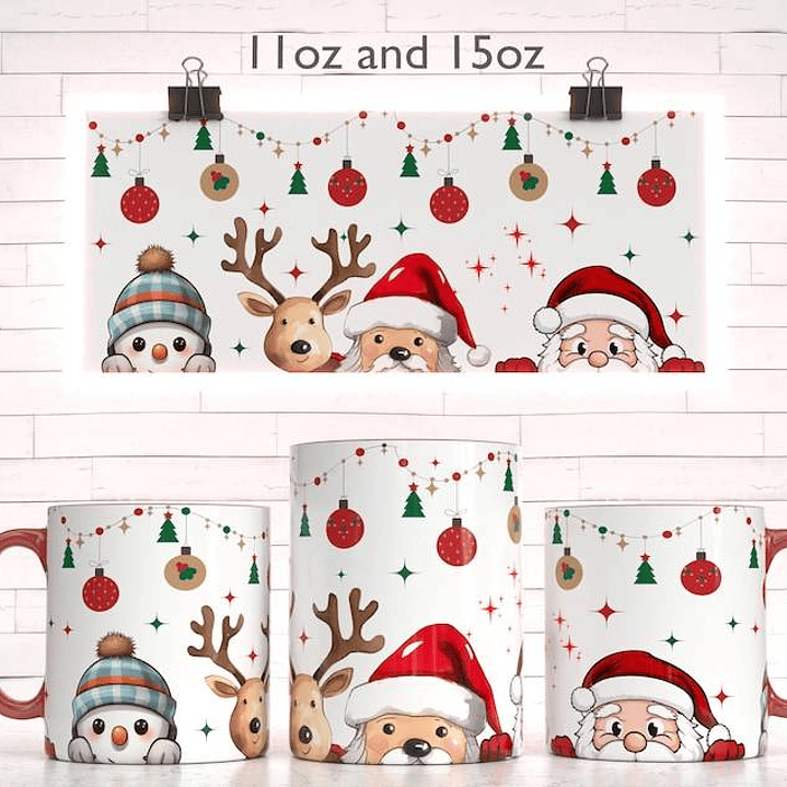6 Diseños Plantillas Tazas Navidad Archivo PNG 2
