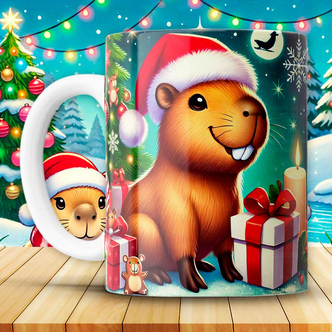 12 Diseños Plantillas Tazas Capibara Navidad Archivos JPG 2