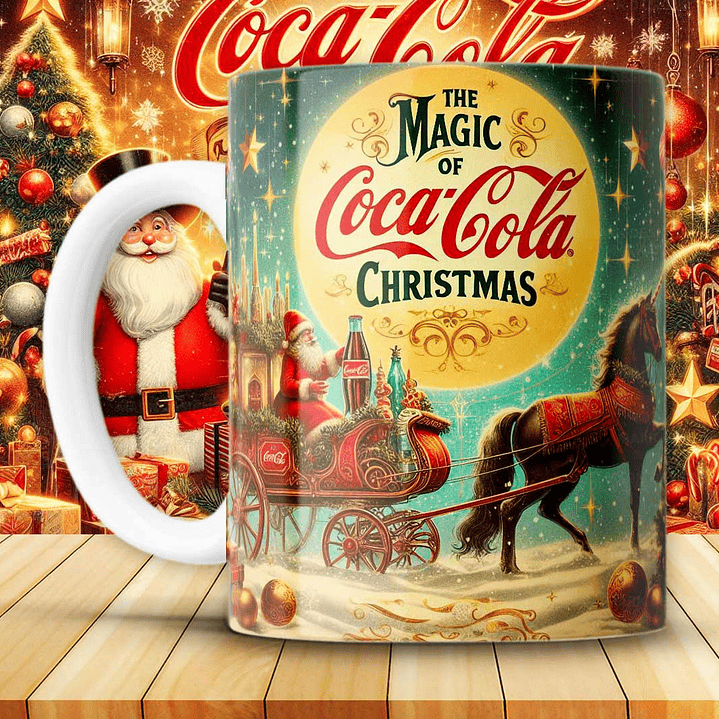 12 Diseños Plantillas Tazas Coca Cola Navidad Archivo JPG 1