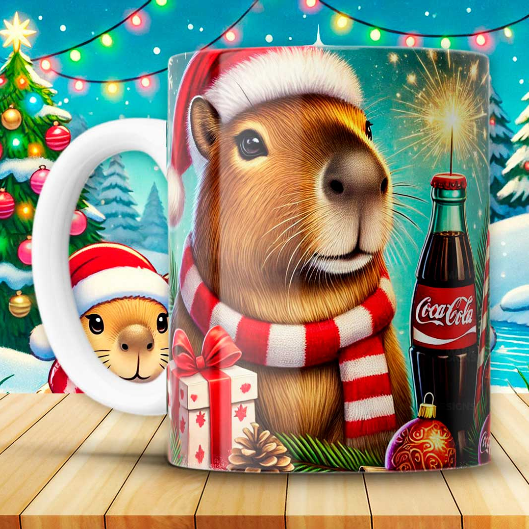 12 Diseños Plantillas Tazas Capibara Navidad Archivos JPG 5